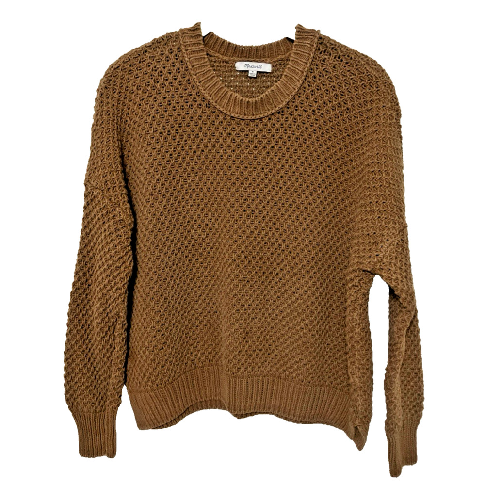 Madewell Women's Pullover Open Weave Cotton Sleeve Sweater Sz M French Quarter